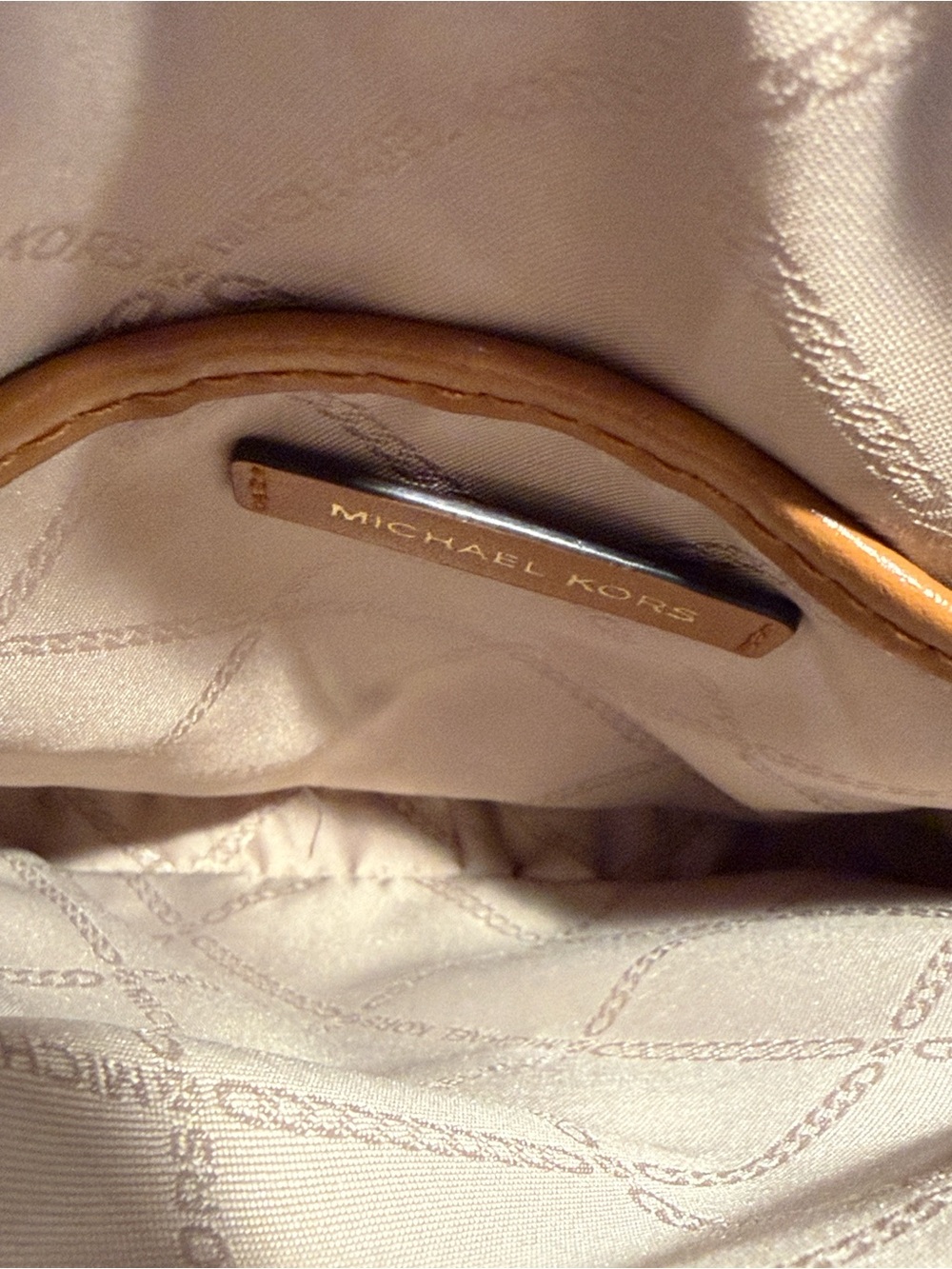 Michael Kors Brown Logo Crossbody with Multicolor Tag Print - Picture 8 of 10